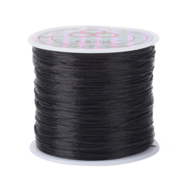 1 rol Crystal Tec plat elastiek 0,8mm zwart c.a. 60 meter (past niet door de brievenbus)