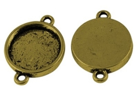 2 x Metalen Camée of Cabochon houder oogje: 2mm tray Ø15mm goud kleur