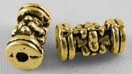 15 stuks tibetaans zilveren buis kralen  goudkleur 4mm x 7,5mm gat:1mm