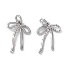 1 x Metalen bedel strik 18 mm – Ø 3 mm – platinumkleur (Nikkelvrij)