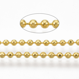 50 cm goudkleur Ball Chain ketting dikte 1,5mm (Nikkelvrij)