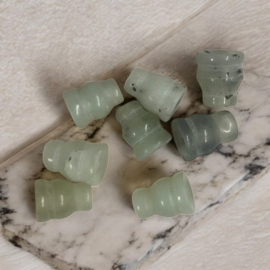 5 x edelsteen kraal van Chinese Jade 10mm Sluitkraal met 3 gaatjes  gat 1mm afsluit kralen Buddha armbanden