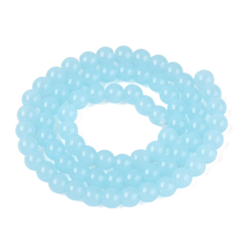 30 x Imitatie jade glaskralen rond 6-6,5 mm – gat 1,4 mm – Light Sky Blue