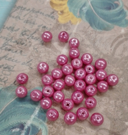 80x prachtige glasparels 6mm Gat: 1mm roze