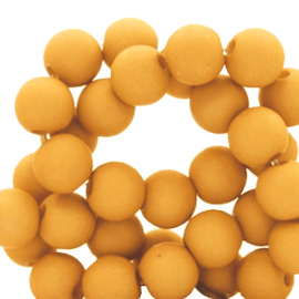 50 x 4 mm acryl kralen matt Golden yellow (Ø1.2mm)