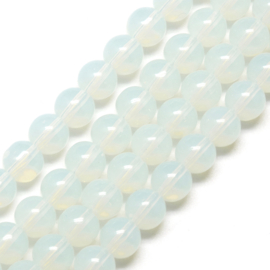 15 x Glaskralen imitatie jade rond 10 mm – gat 1 mm – WhiteSmoke