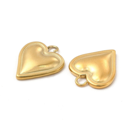 1 x Ion Plating (IP) RVS 304 hart bedel Real 18k Gold Plated, 16 x 13,5 x 2,5mm, oogje 1,8 mm