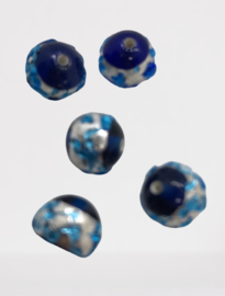 10x Glaskraal  blauw rond 10x10mm gat: 1.7mm