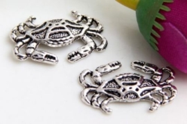 10x Tibetaans zilveren bedel van een krab 13 x 20mm