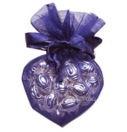 20 x  luxe hartvormige organza zakjes 10cm x 8.75cm aubergine (op is op!)
