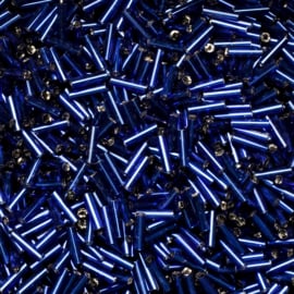 20 gram glasstaafjes bugles donker blauw 6mm
