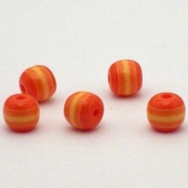 25 x  Resin ronde regenboog kraal 8 mm oranje geel