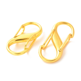 1 x Metalen dubbele S-karabijnhaak 27,5 x 13 x 7 mm – goudkleur