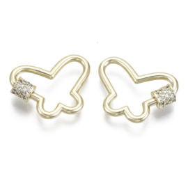 Metalen draaisluiting Vlinder schroefsluiting  Real 16K gold plated zirconia  (Nikkelvrij)