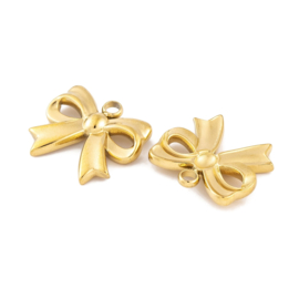 1 x Ion Plating (IP) RVS 304 strikje bedel Real 18k Gold Plated, 13,5 x 15 x 3mm oogje 1,8 mm