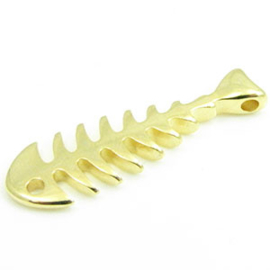 1 x DQ metaal hanger visgraat goud kleur ca. 42 x 13mm Ø2,5mm (Nikkelvrij)