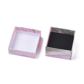 5 x luxe cadeau doosjes voor bijvoorbeeld ringen 52  x 52 x 32mm Roze-grijs