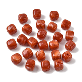 10 x Acryl kralen cube two tone opaque 17 x 15,5 x 15,5 mm – gat 3 mm – brown
