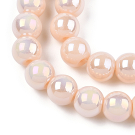 15 x Diamond coated glaskralen 6~6,5 mm, gat: 1,4 mm, Peach Puff