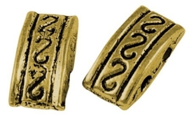10 stuks tibetaans zilveren verdelers goudkleur  5 x 10 x 4mm gat: 1,5mm - 2 gaten