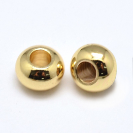 10  stuks DQ "gouden" kraaltjes, metaal 6x4mm gat 2mm (Nikkelvrij)