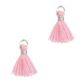 3 x Kwastjes 1cm Zilver-Candy pink