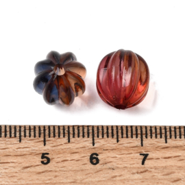 10 x Acryl kralen tweekleurig transparant pompoenvorm 12,5 x 11,5 mm – gat 2,2 mm – Mixed Color