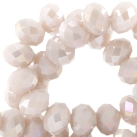 10 x Top Facet kralen 8x6 mm disc Violet beige opaque diamond coating