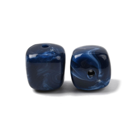 10 x Acryl kralen cube two tone 17 x 15,5 x 15,5 mm – gat 3 mm – royal blue