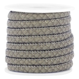 20 cm Gestikt leer imi 6x4mm reptile Grey green