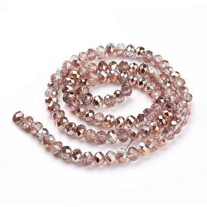 1 x Streng Glaskralen Facet Rondelle Briolette 6x4mm – Clear AB Plated – ca. 90~95 stuks – gat 1 mm