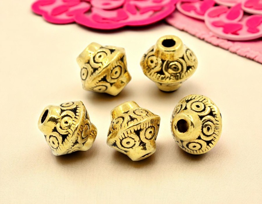 10 x Metalen tussenzetsel kraal 7 x 6 mm – goudkleur, gat 1,5 mm