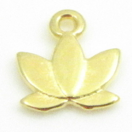 1 x DQ metaal hanger lotus bloem goud kleur ca. 10 x 11mm, oogje 1,5mm (Nikkelvrij)