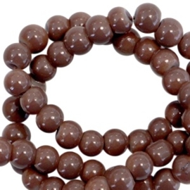 25 x 3 mm glaskralen opaque Chocolate brown gat 0,8mm