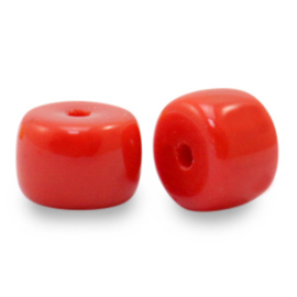 10 x rondellen glaskralen Candy red  8mm