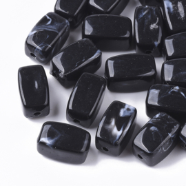 20 x Acryl kralen two tone opaque 13 x 7,5 x 7,5 mm – gat 1,6 mm – black