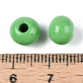 20 x Houten kralen rond 8 x 7 mm – gat 2 mm – Light Green