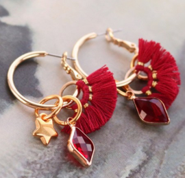 Kwastjes hanger Gold-red