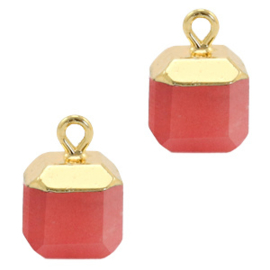 1 x Natuursteen hangers square Crimsom red-gold Jade