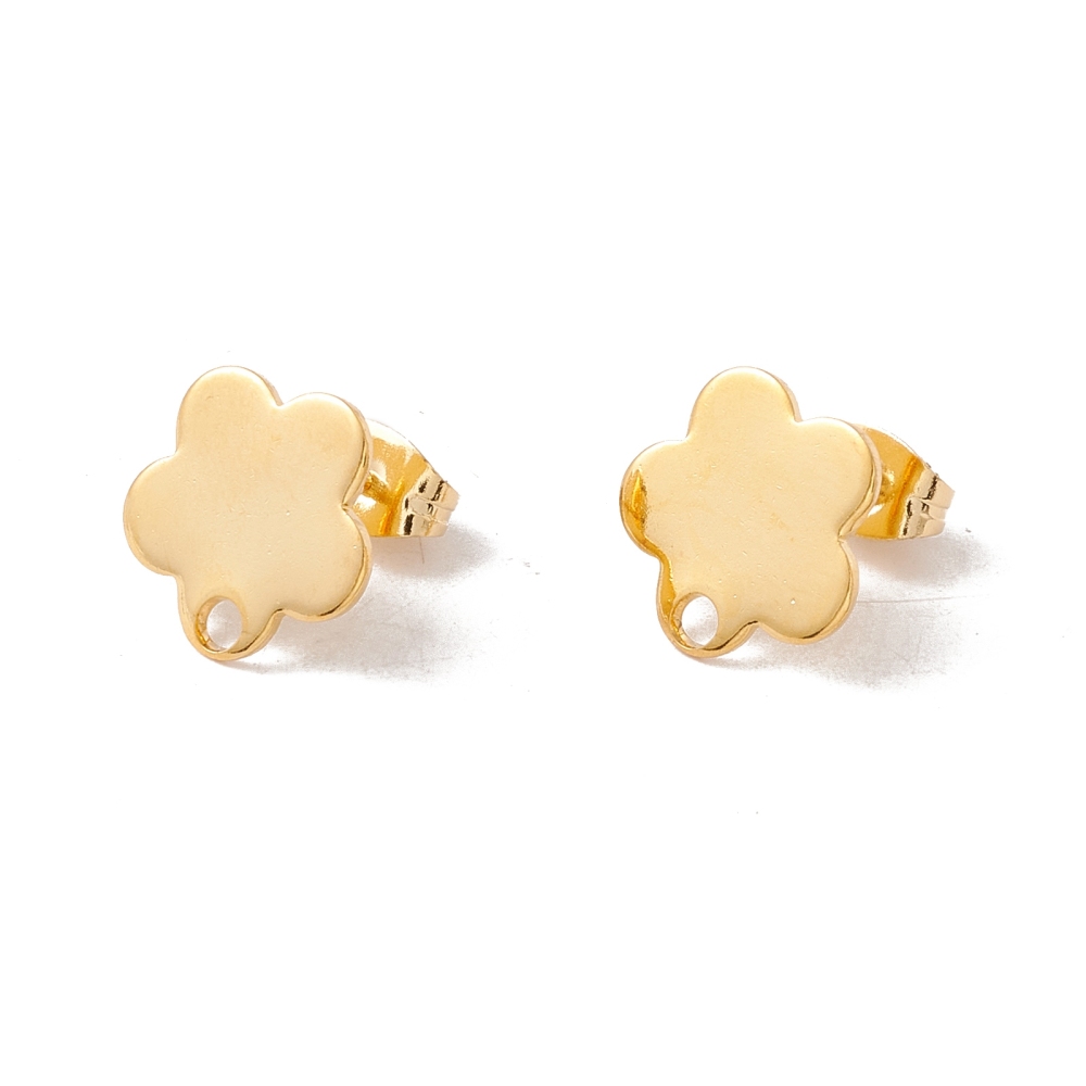 2 x oorbelsteker bloem – ca. 10 x 9 mm – oogje: 1,6 mm – steker: 0,8 mm – rvs – 24K goldplated