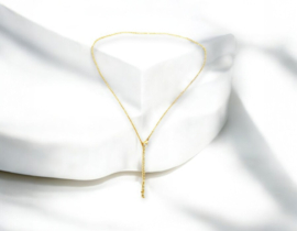 Stainless steel RVS ketting 1,7 mm dik lengte: c.a. 45cm + extra stukje ketting van 5cm goudkleur, deze kan eraf worden gehaald.