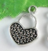 2 x Metalen bedel hart antiek zilver kleur 20x13mm ♥