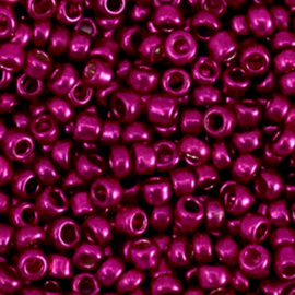 20 gram Glaskralen Rocailles 8/0 (3mm) Metallic shine azalea pink