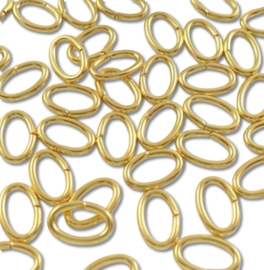50 x DQ metaal buig ringetje ovaal 8 x 5,5mm - dikte 1,2 mm Goud kleur (Nikkelvrij)