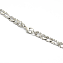 Matte Stainless steel RVS figaro ketting voor mannen 6mm dik lengte: 55cm