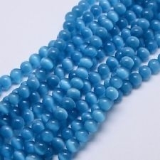 10 x Cateye kralen rond 8m gat 1mm blauw