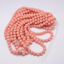 10 x  Edelsteen kraal van  Mashan Jade Roze 6mm gat ca: 1mm