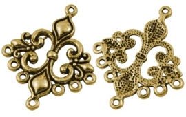 2 stuks tibetaans zilveren oorbellen ornamenten 36mm x 30mm x 2mm gat: 1.5mm goudkleur