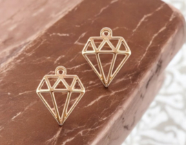 2 x DQ metalen bedels diamant rose gold (nikkelvrij)  	ca. 18x16mm (Ø1.2mm)