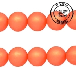 10 x Polaris kralen matt rond 8 mm Hyacinth orange met groot gat 2,5mm